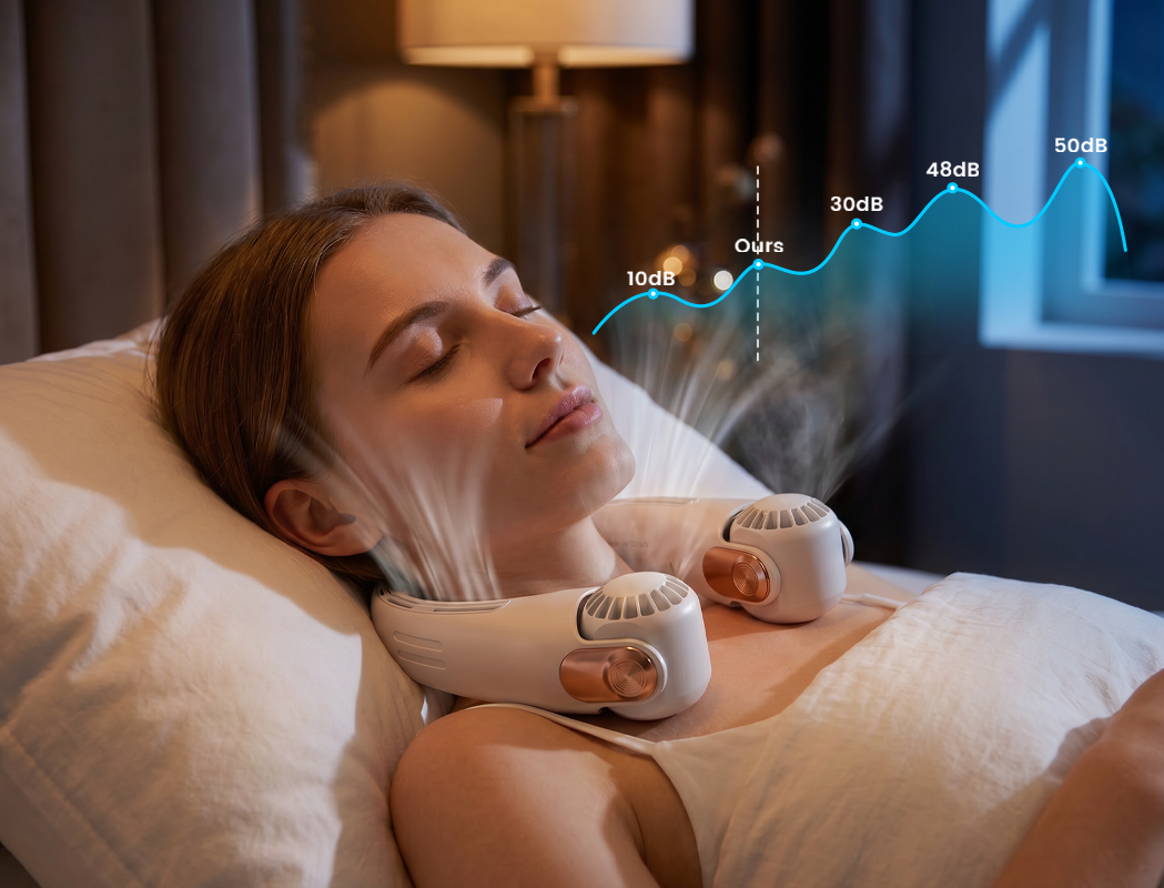 🍃 Neck Air Conditioner Fan – Ultra‑quiet, 360° rotating, 3 speeds. Hands‑free cooling, long battery. Summer essential!