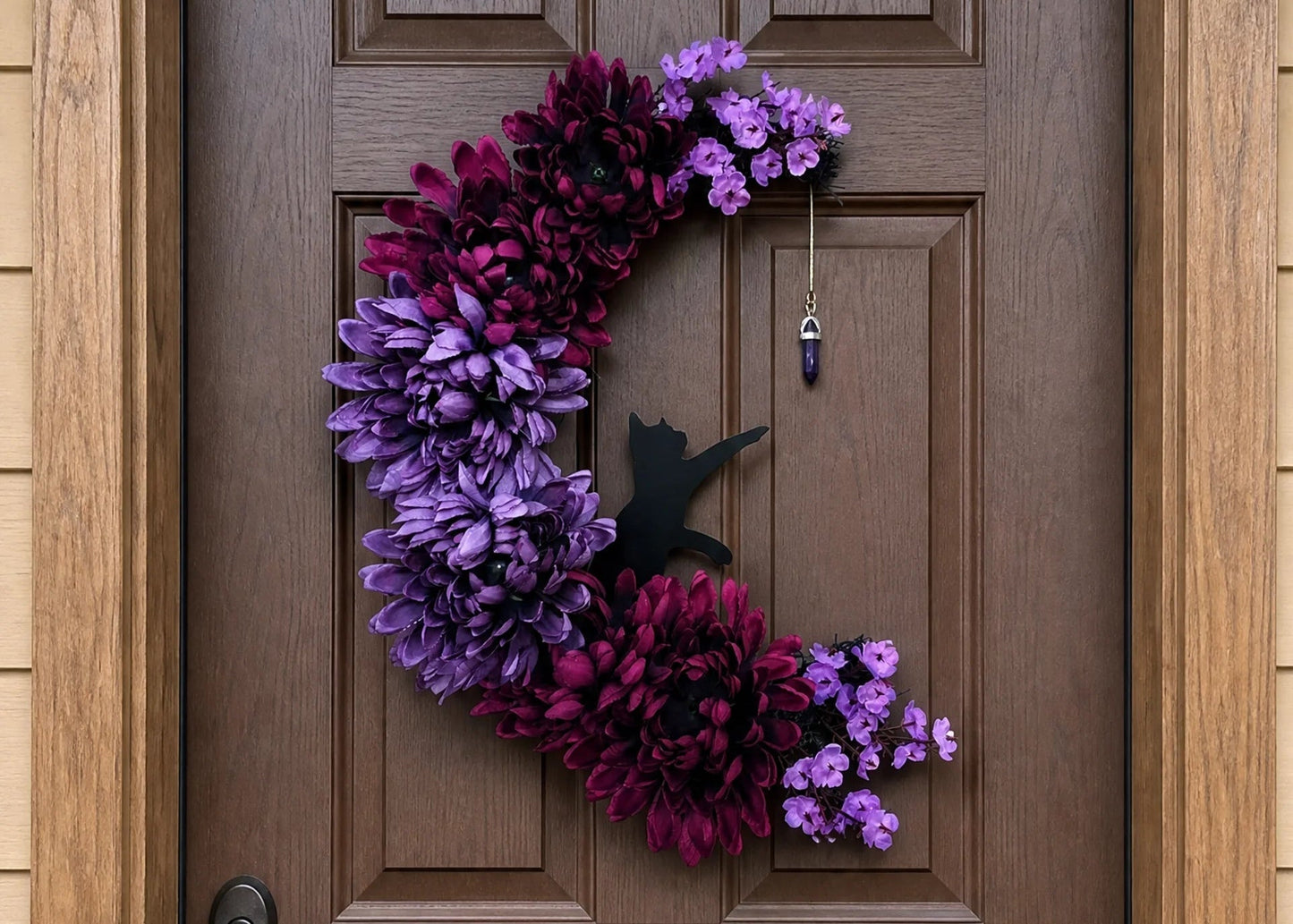 ๐โโฌ Gothic Cat Halloween Wreath | Floral Door Decor