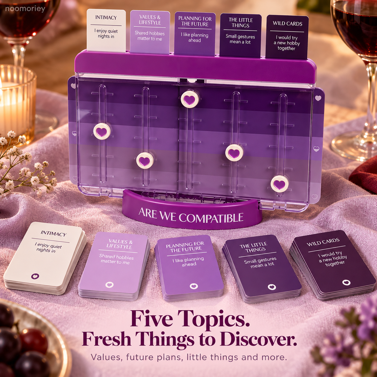 💜 Are We Compatible? Couples Conversation Game – Heart-Slider Board for Date Nights & Meaningful Moments