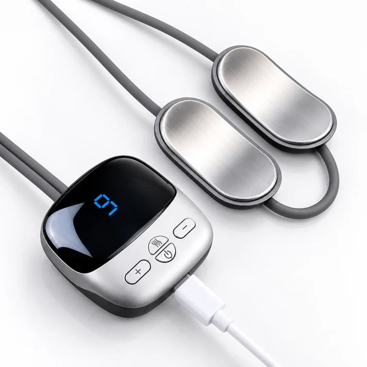 🔥Mini Necklace-Style Neck Massager — 4 Modes, 9 Intensity Levels, 3 Heat Settings, Smart Dual-Pulse Pendant Design!!!💆♀️✨