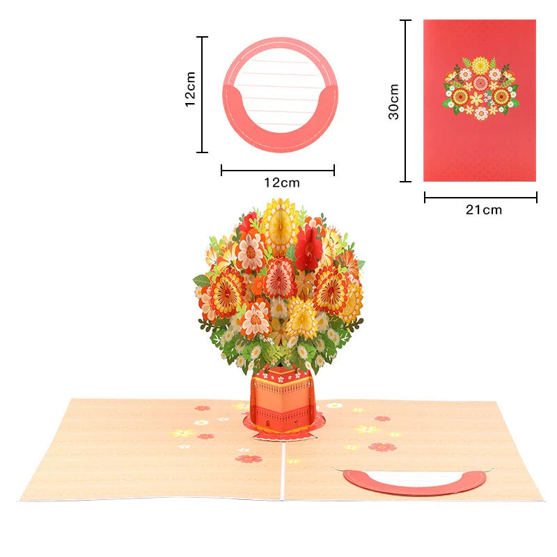 2-in-1 Gift & Décor for Every Moment🌸3D Flower Bouquet Pop Up Card