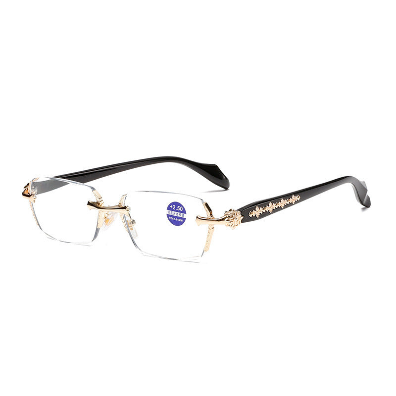 Rimless Diamond-Cut Glasses – Stainless Steel Temple, Unisex