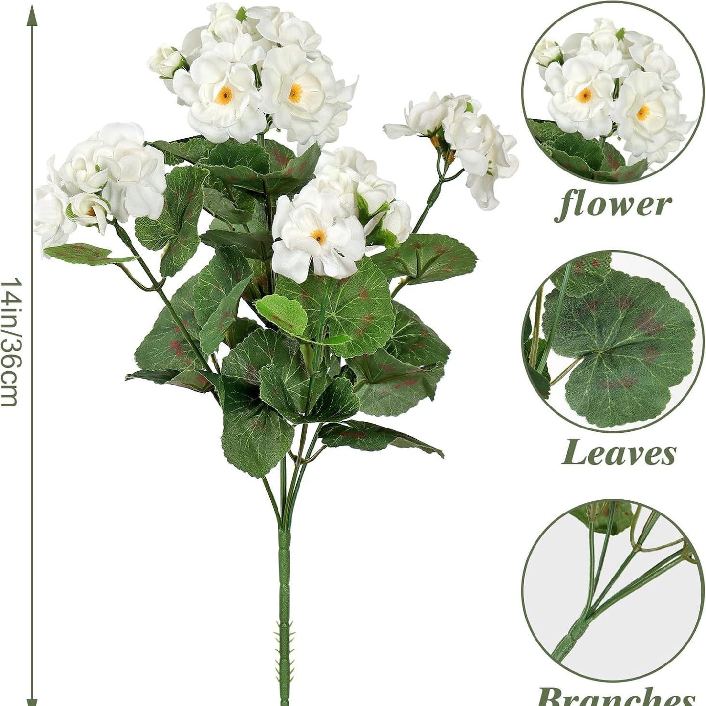 🌺8 Bundles UV Resistant Artificial Geraniums