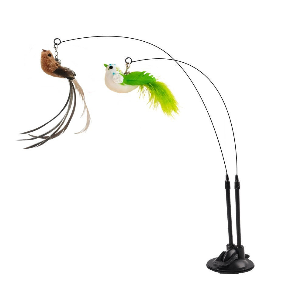 💖Cat Toy Wand Auto Interactive Toys for Indoor Cat 8 in 1 Hands-Free Natural Bird Feather Ball Toys