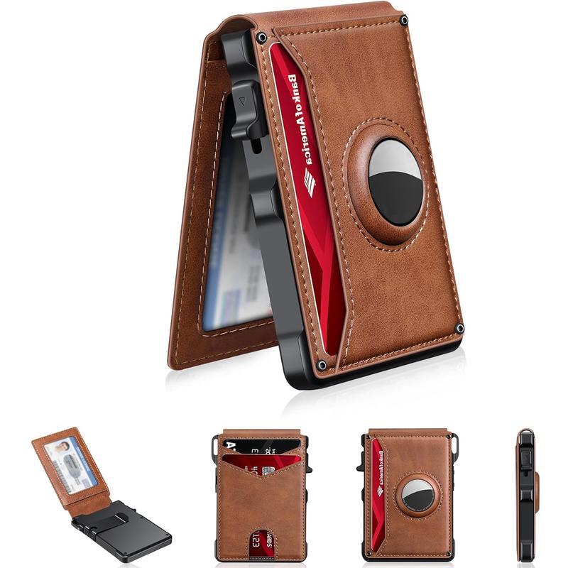 Modern Minimalist Pop-Up Wallet – RFID Blocking Aluminum Card Holder with Premium Leather, Quick Access Design & Cash Storage
