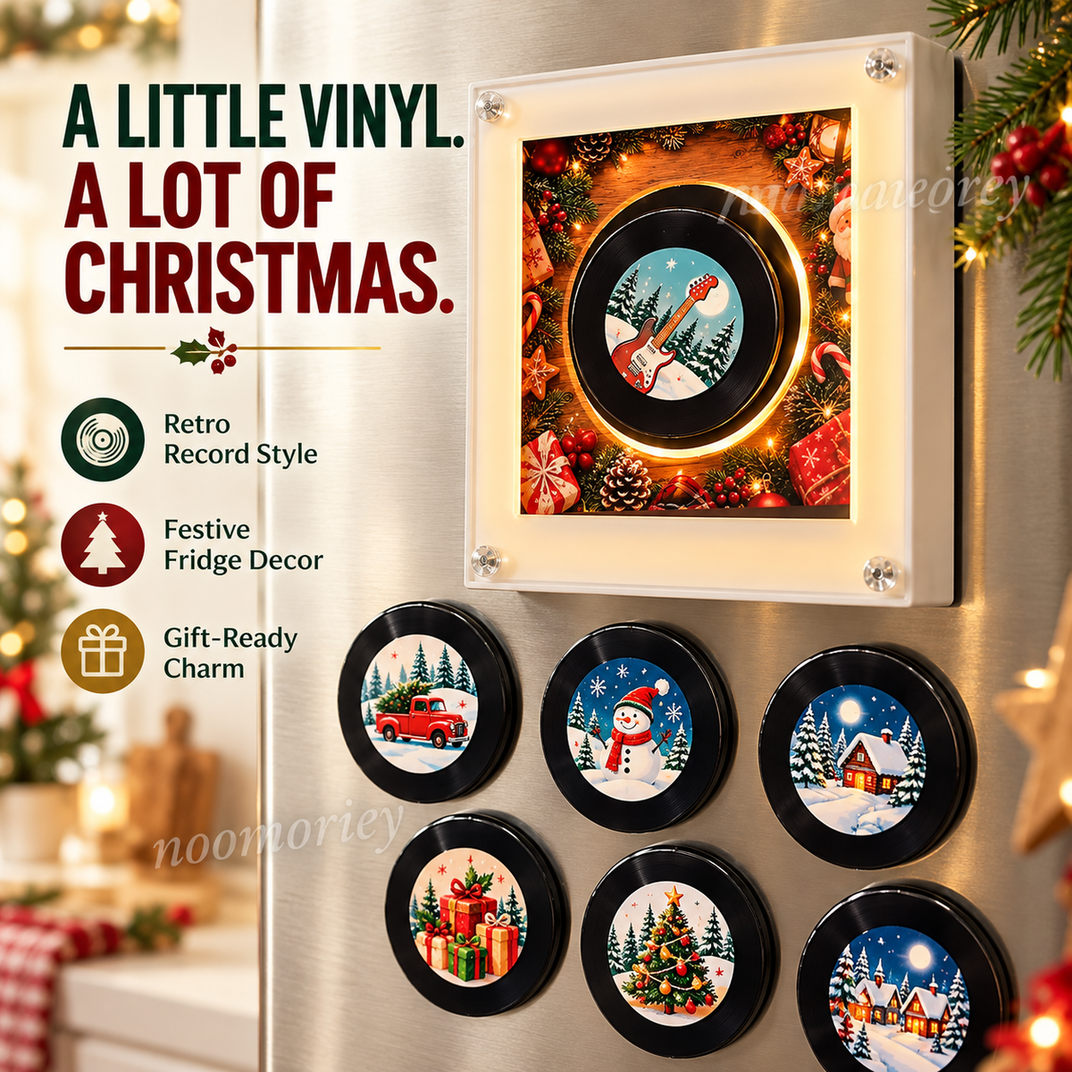 Christmas Vinyl Record Magnets โ Cute Retro Holiday Fridge Decor ๐๐ถ