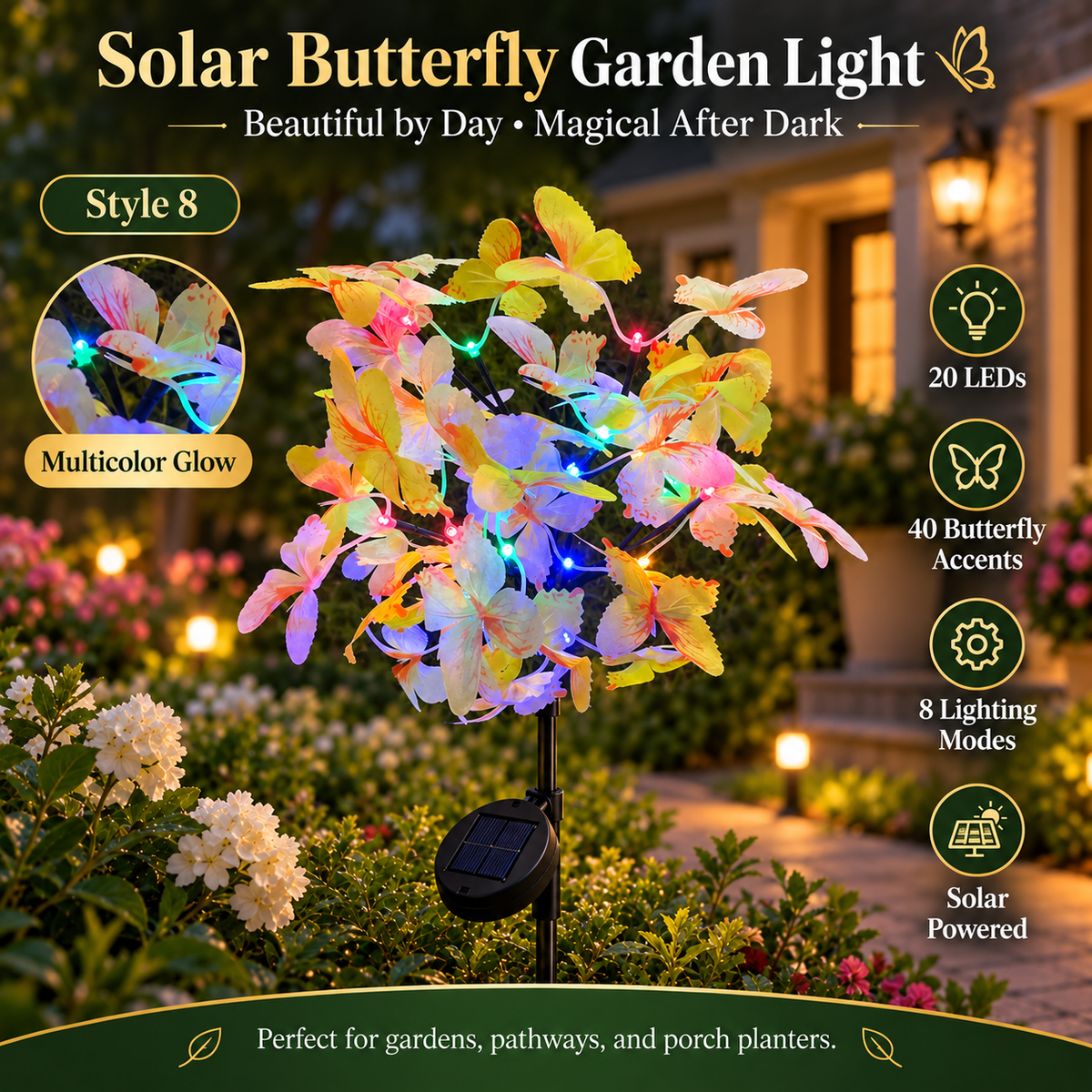 ๐ฆโจ 50% OFF โ Solar Butterfly Garden Lights | Beautiful by Day, Magical After Dark