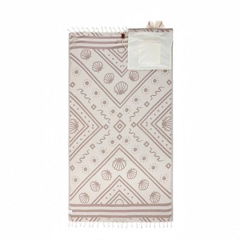 Sand Cloud 2 in 1 Towel Bag | Convertible Organic Turkish Cotton Beach Towel Backpack, Sand Resistant Quick Dry Boho Beach Blanket with Hidden Zip Pocket for Beach Pool Festival Camping