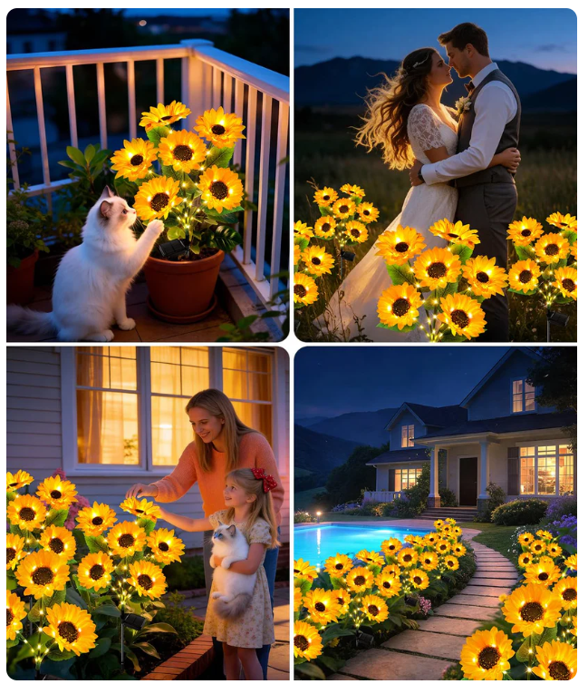 🌻 Solar Powered Sunflower Garden Lights – 2 Pack