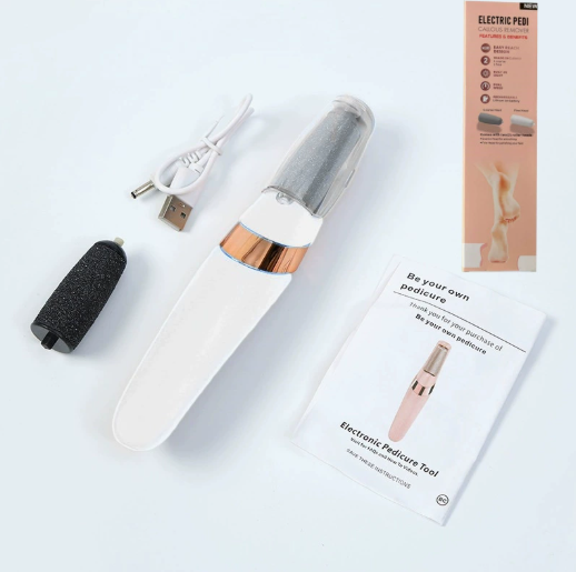 Electric Foot File – Rechargeable Callus Remover for Hard, Cracked Skin – at-Home Pedicure Kit for Smooth Feet (Men & Women) (Pink)