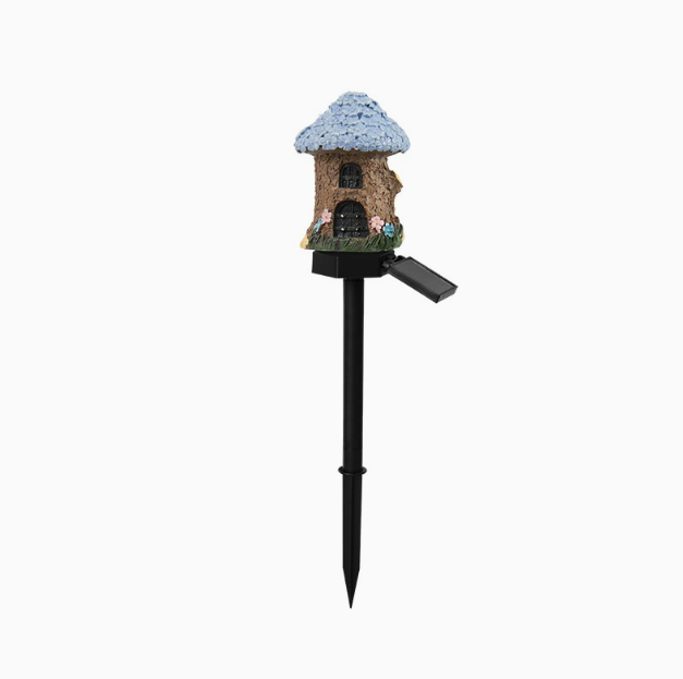 Garden Decor Solar Fairy House Stake Lights - Auto Light Sensor Resin Outdoor Lighting, Waterproof Yard Accessories