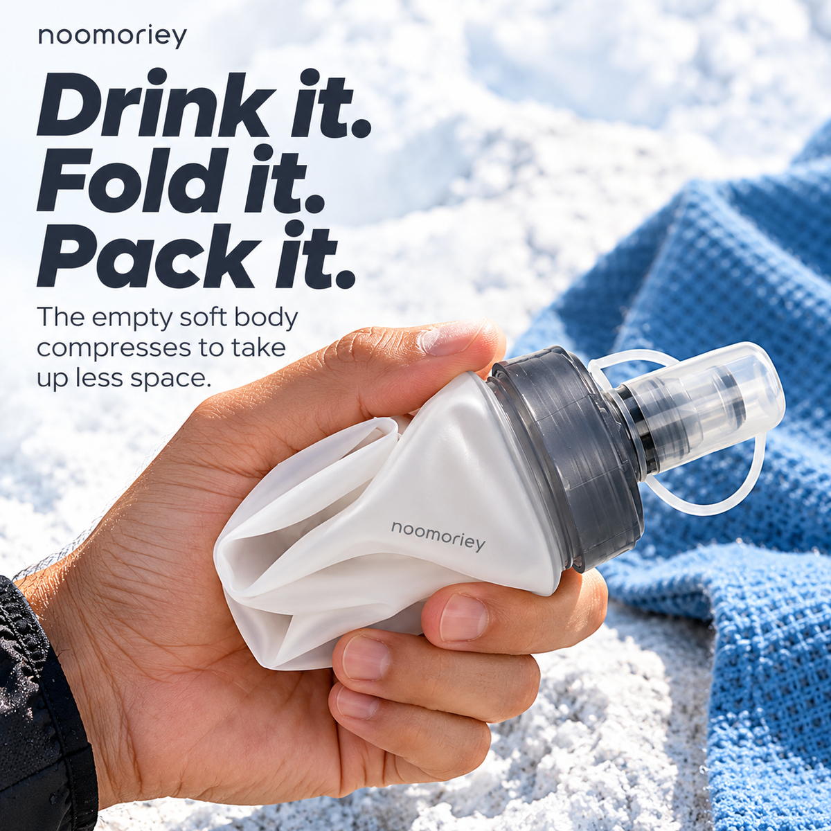 Collapsible Soft Water Bottle, Portable Squeeze Flask for Hiking, Running, Camping & Outdoor Sports