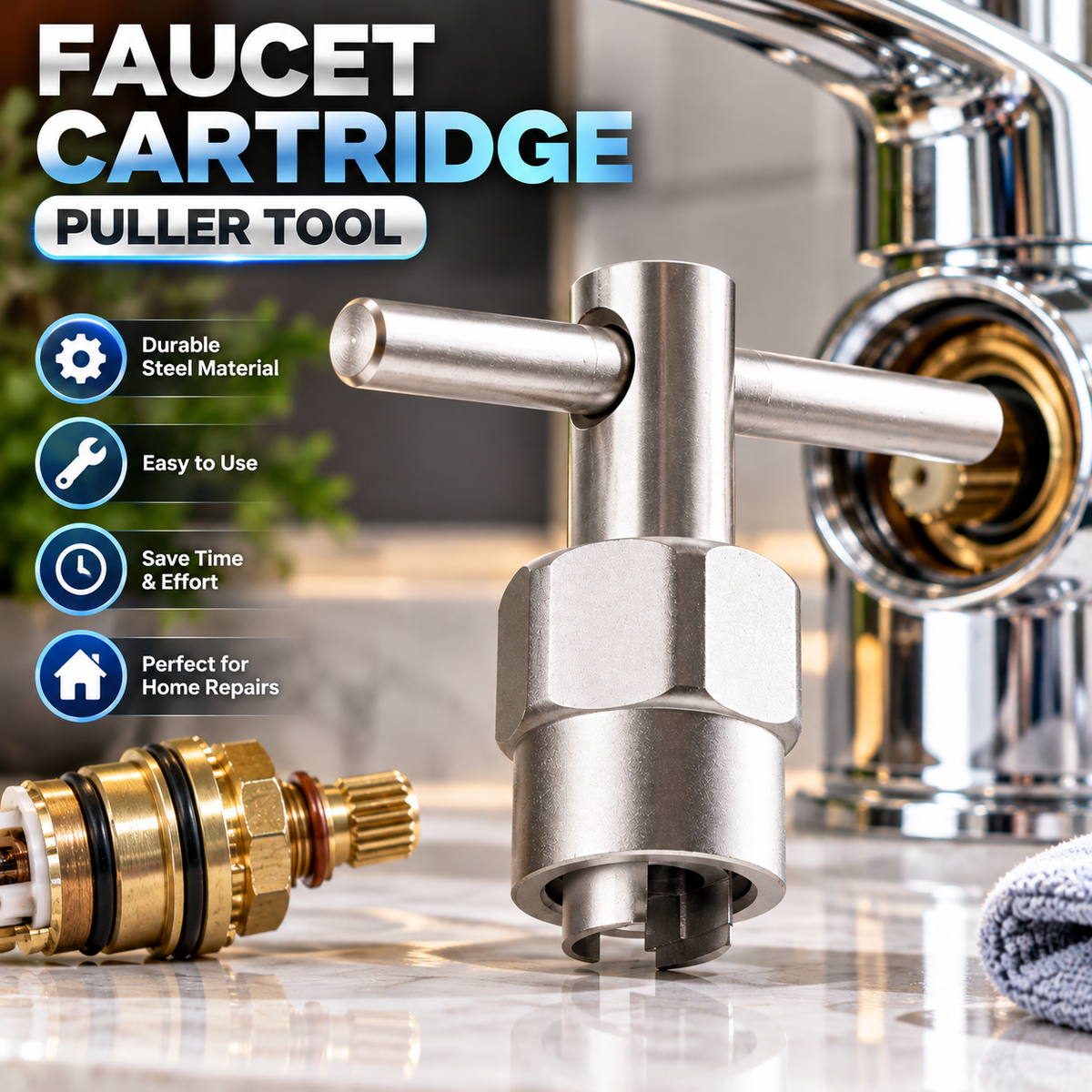 🚿🔧 Faucet Cartridge Puller Tool – Heavy-Duty T-Handle Shower Valve Cartridge Remover ✨