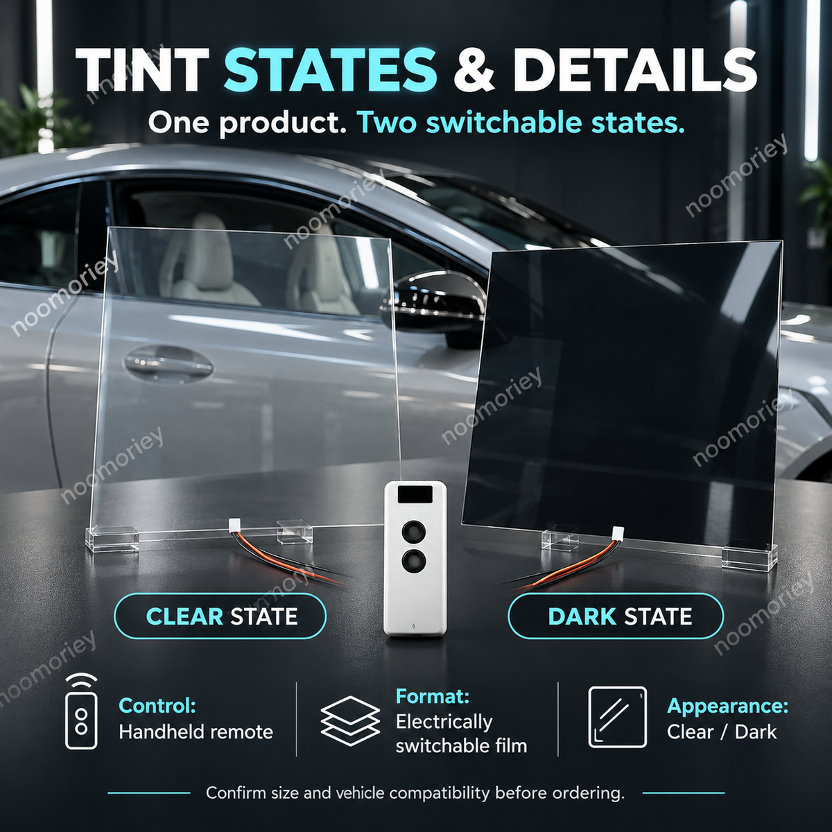 Remote Control Smart Car Window Tint Film, Switchable Privacy Glass