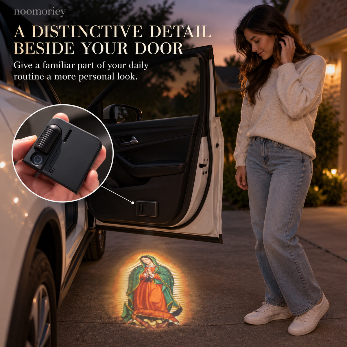 ✨ Faith-Inspired Car Door Projector Light – Decorative Ground Projection