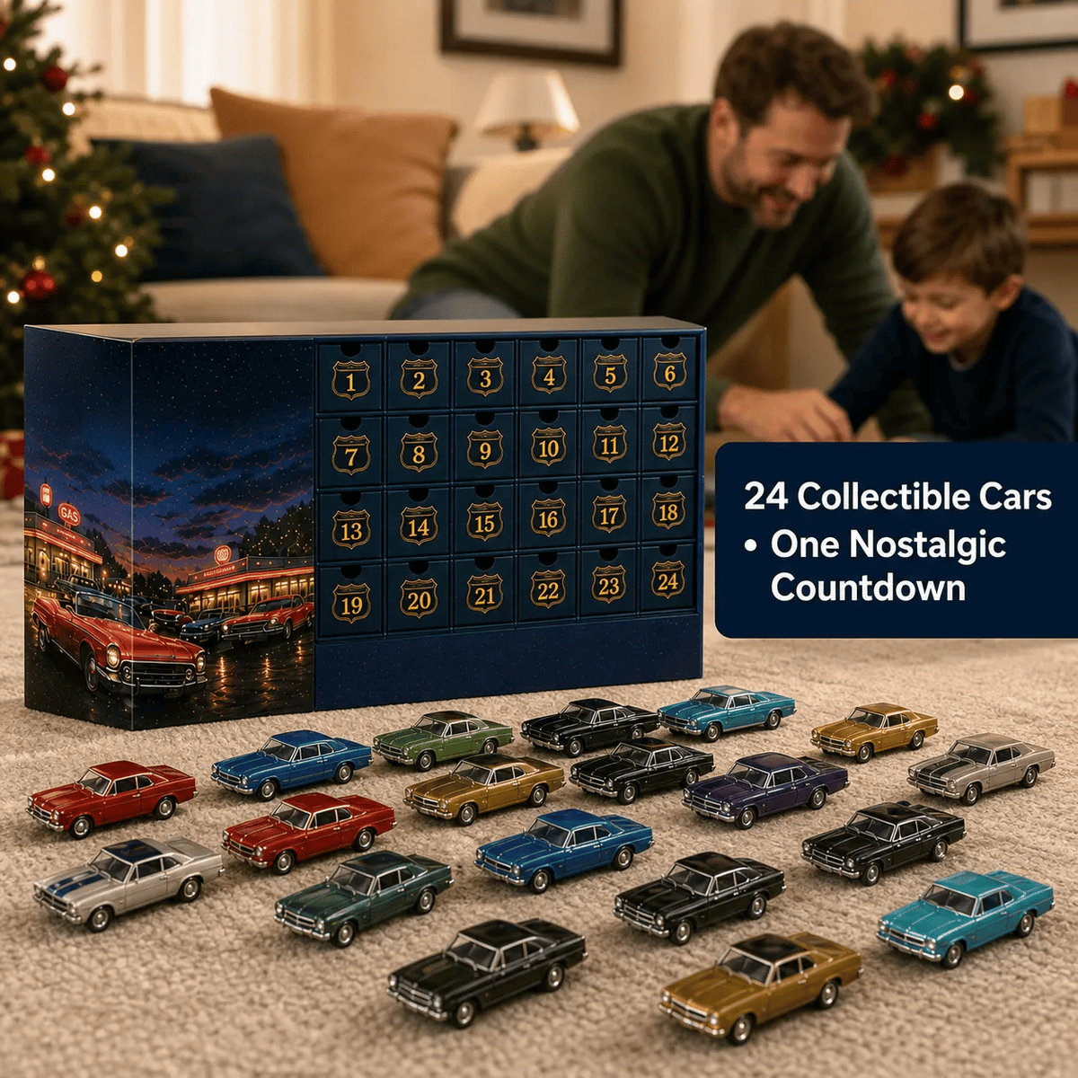 ๐๐24 Days of Classic American Cars Advent Calendar โ 24 Vintage Ride Collectibles for Car Lovers