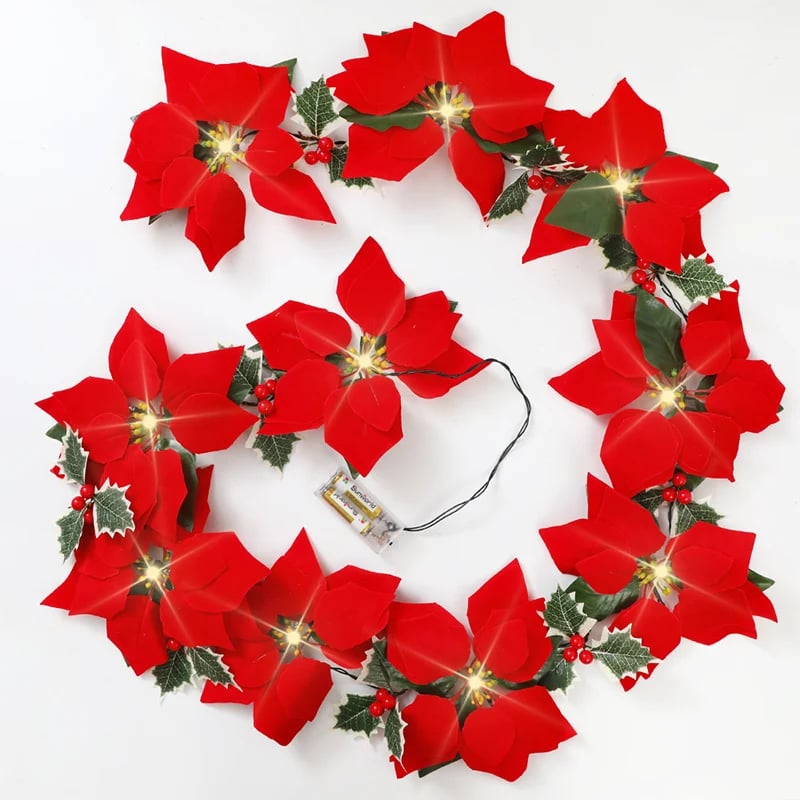 ๐ Christmas Poinsettia String Lights โ Add a Warm Holiday Glow โจ