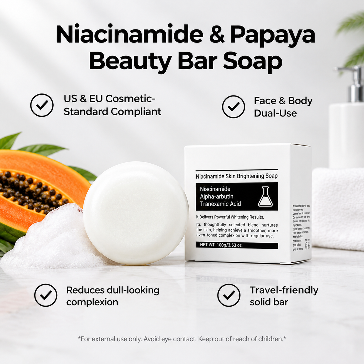 💥Buy 1 Get 1 Free!🛀Beauty Body Soap with Niacinamide and Papaya Extract