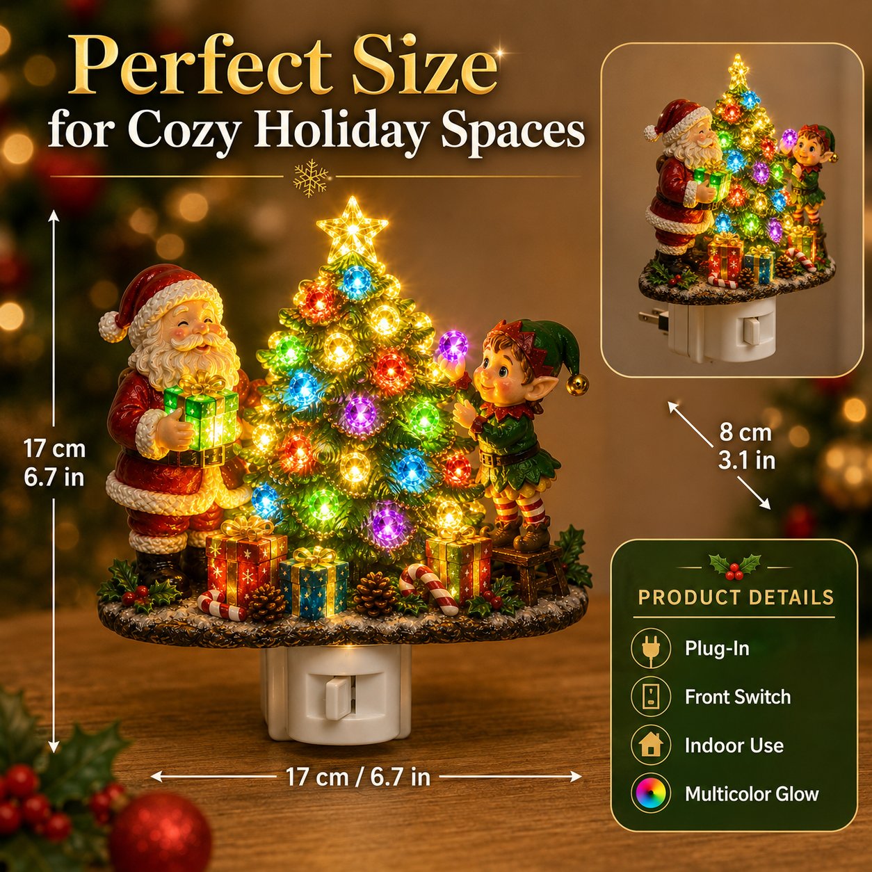 ๐ Jeweled Christmas Tree Plug-In Night Light