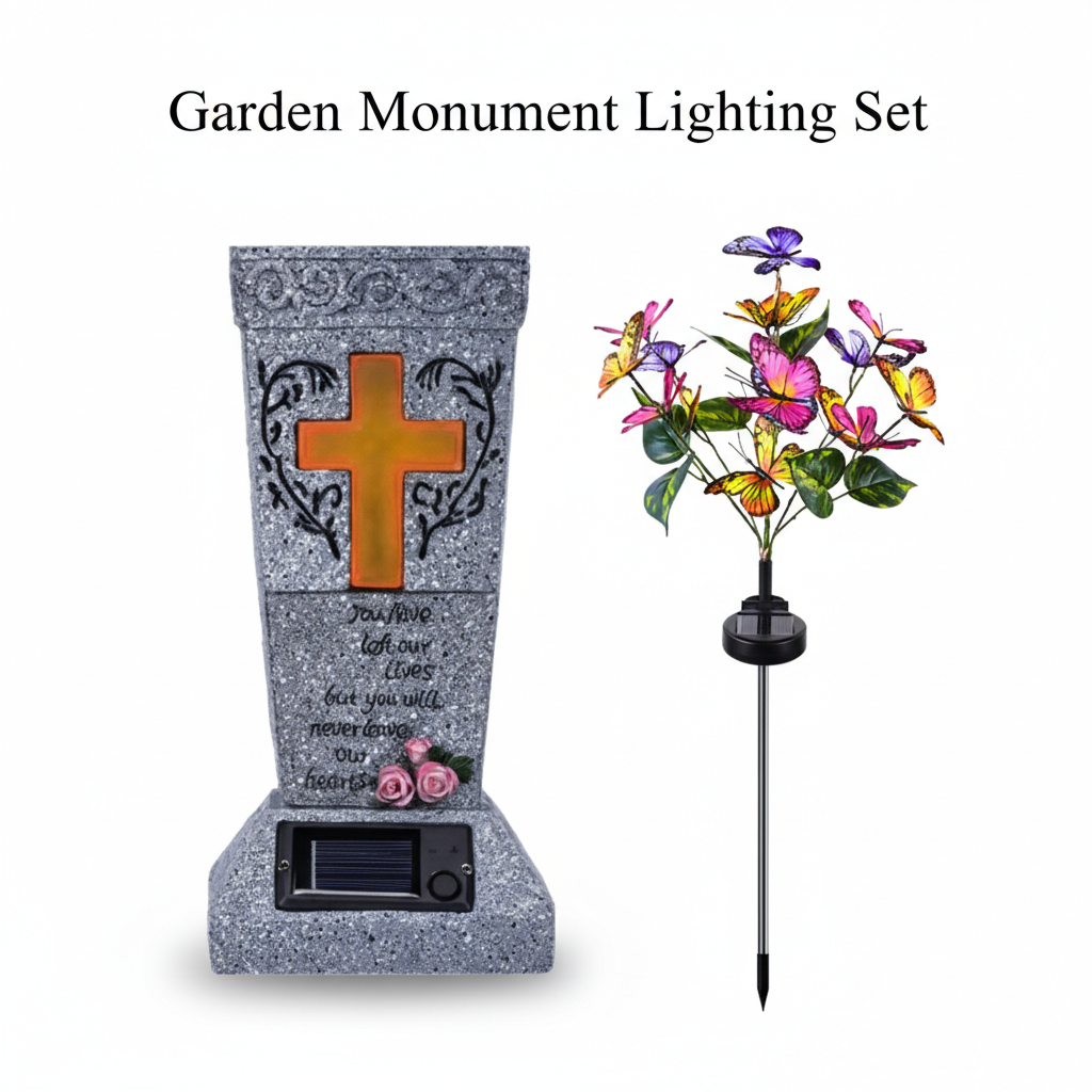 🔥🎁New arrival 50% OFF💥Solar LED Grave Vase with Ground Spike for Cemetery Headstones – Memorial Flower Holder