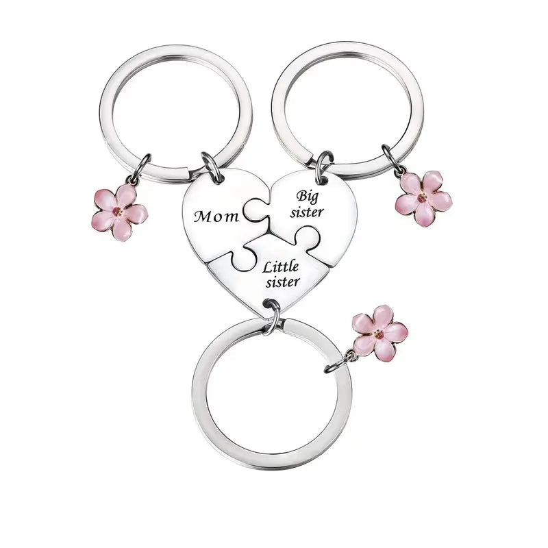 Stainless Steel Flower Keychain 3-Piece Set