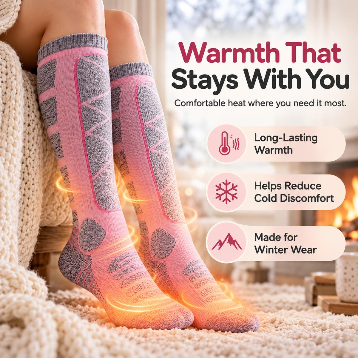 🔥 WarmStep Rechargeable Heated Socks – Adjustable Heat for Cold Weather