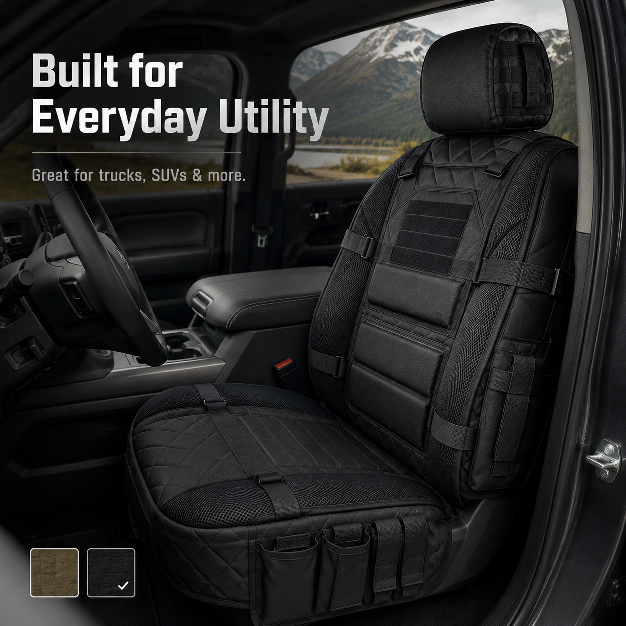 Tactical MOLLE Car Seat Cover Organizer โ Rugged Protection & Smart Storage