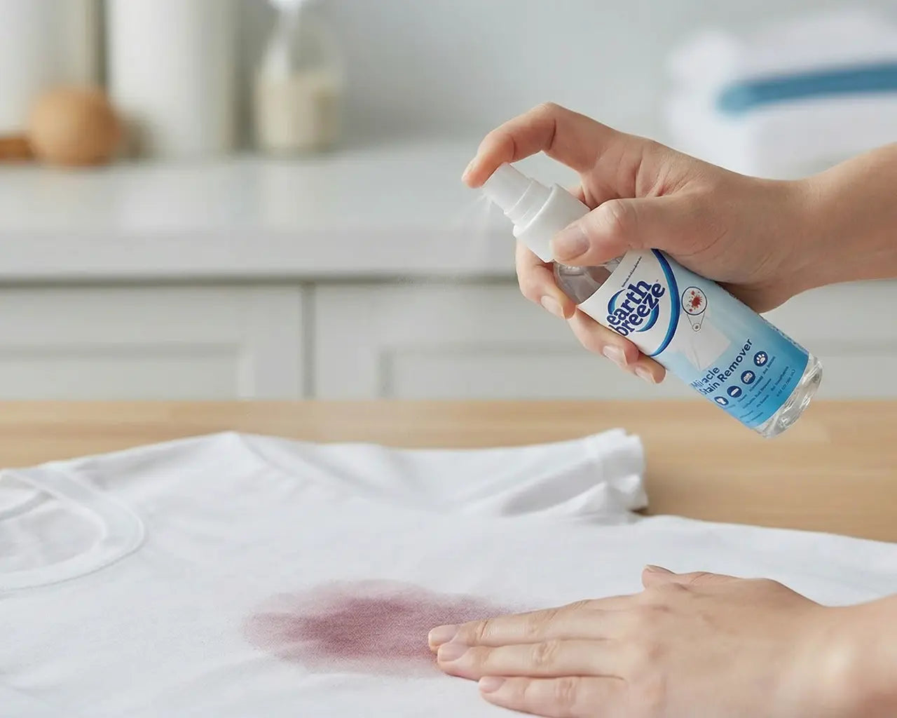 NEW! Earth Breeze Miracle Stain Remover Spray: Removes Virtually All Household Stains | Powerful All-In-One Solution | No Harsh Chemicals | Ultra-Effective Tough Stain Eliminator | Made in USA – 4fl oz