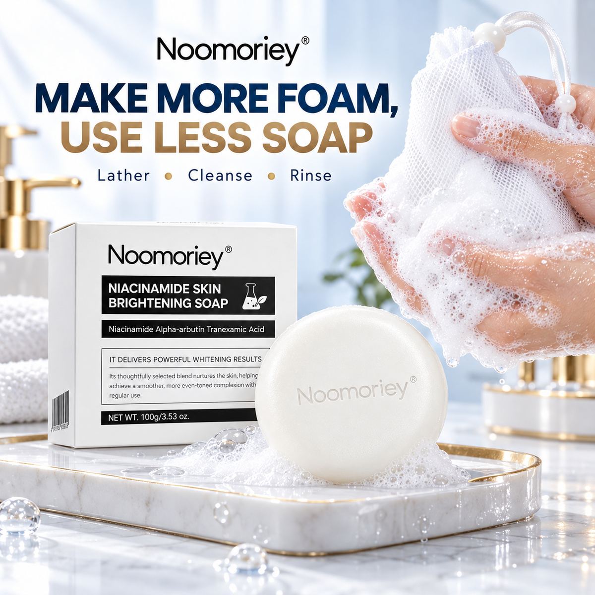 🔥 50% OFF Niacinamide Brightening Soap Bar – Gentle Body Cleanser for Smooth, Radiant Skin