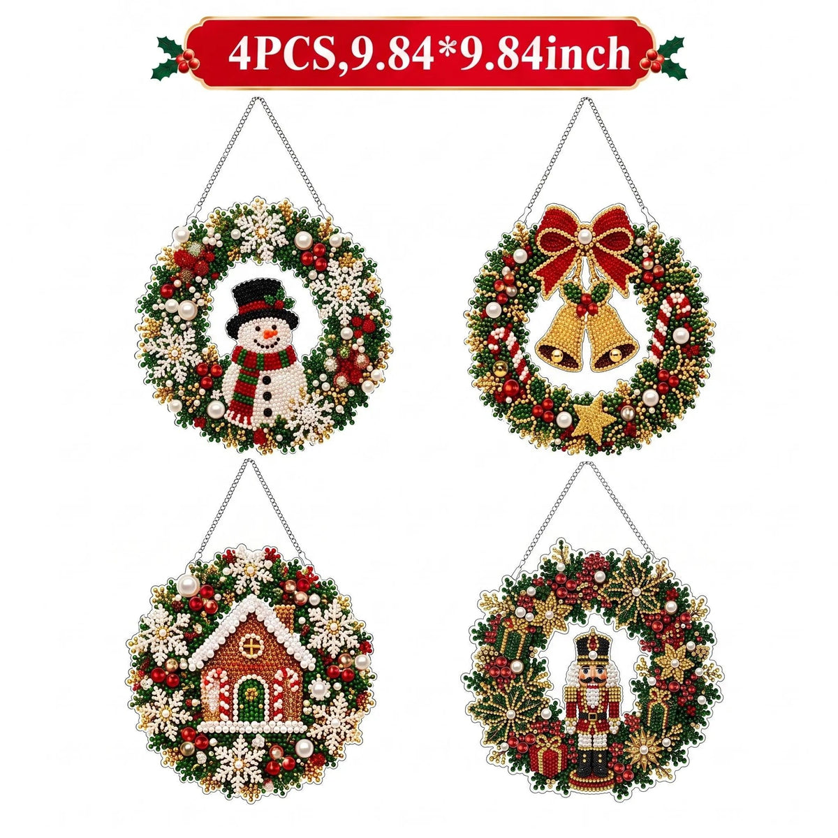 Christmas LED Diamond Painting Wreath Kit