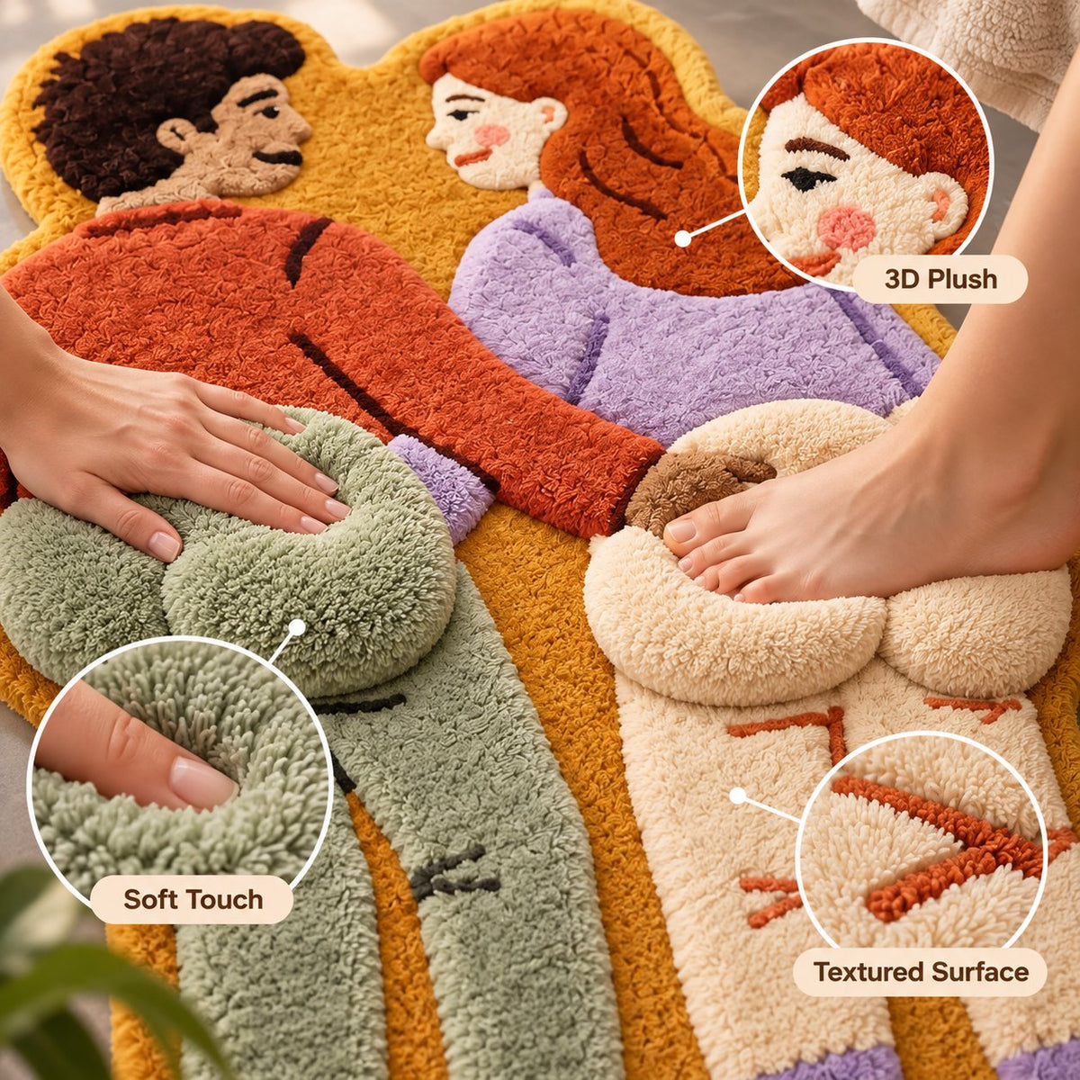 Cheeky Couple 3D Plush Bath Mat โ Funny Statement Rug