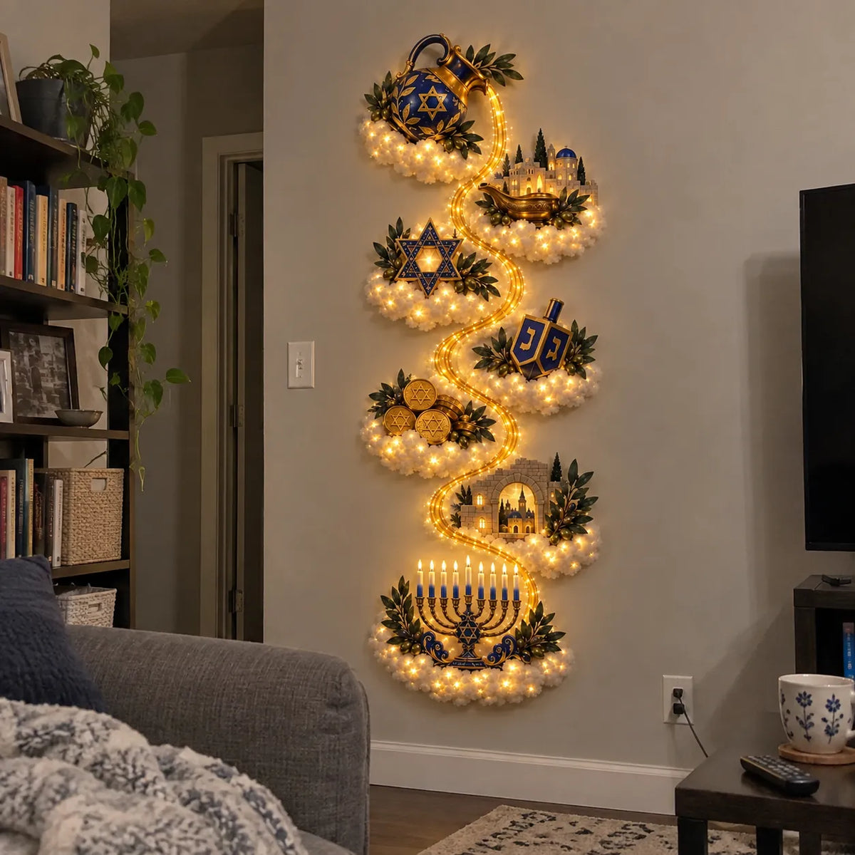๐ฅ๐๐ Hanukkah Festival of Lights Wall Decor Collection โ 4 Glowing Designs Celebrating Eight Nights of Light ๏ผ๏ผ๏ผโจ