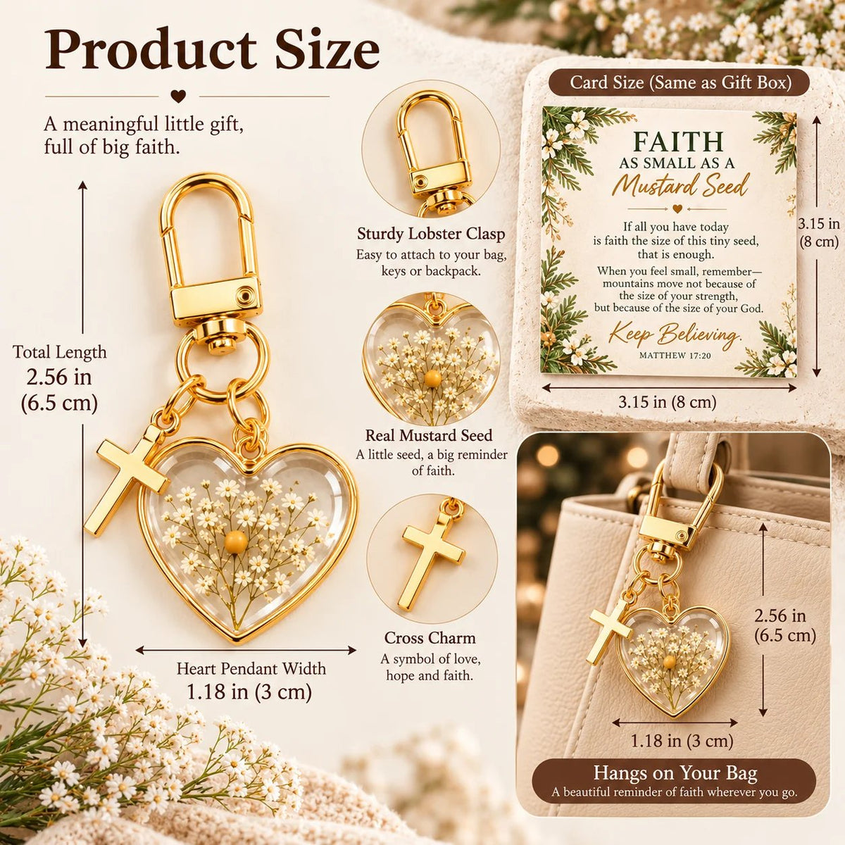 ⏳ Last Day 50% OFF –✝️ Mustard Seed Faith Keychain — Keep Believing