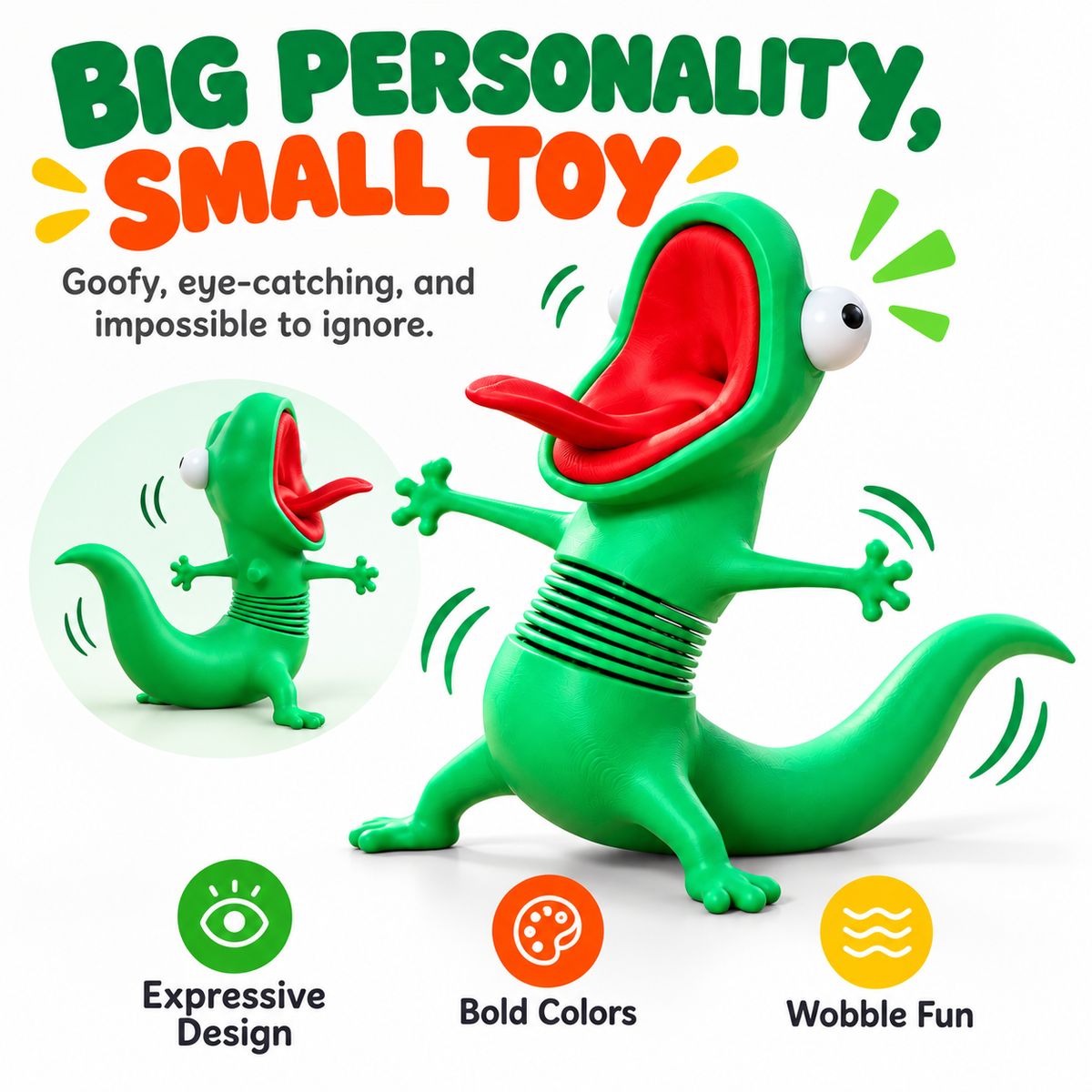 🦎Funny Shaking Lizard Fidget Toy,3DPrinted Spring Wiggly Lizard
