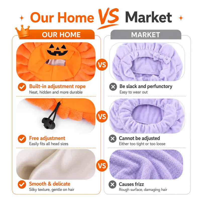 ๐ Pumpkin Sleep Bonnet โ Fluffy Jack-Oโ-Lantern Hair Cap for Cozy Nights, Skincare & Halloween Fun