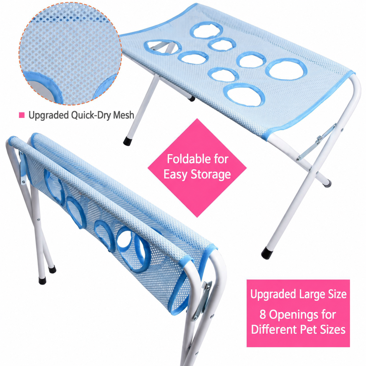 🐾 Foldable Pet Grooming & Bath Stand – Hands-Free Washing, Trimming & Drying Table for Cats & Small Dogs