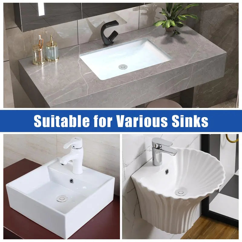 🚰✨ DrainGuard – 2-in-1 Pop-Up Sink Stopper & Stainless Steel Hair Catcher