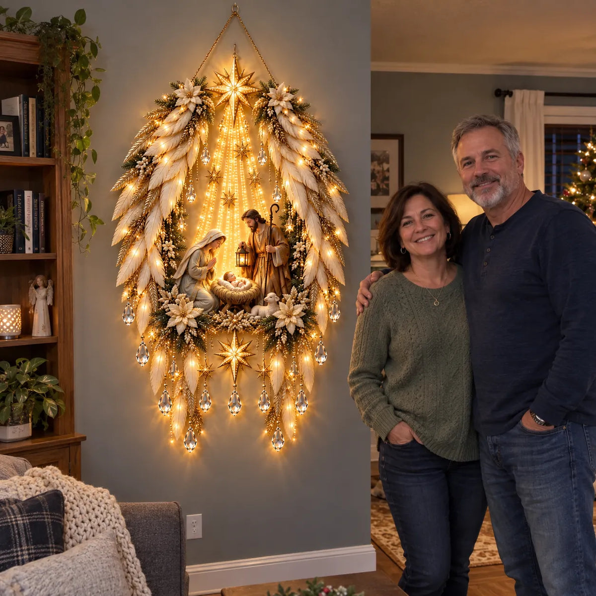 ✨👼 3D Heavenly Angel Wings Nativity Light✨ – Lighted Christmas Wall Decor ✈️