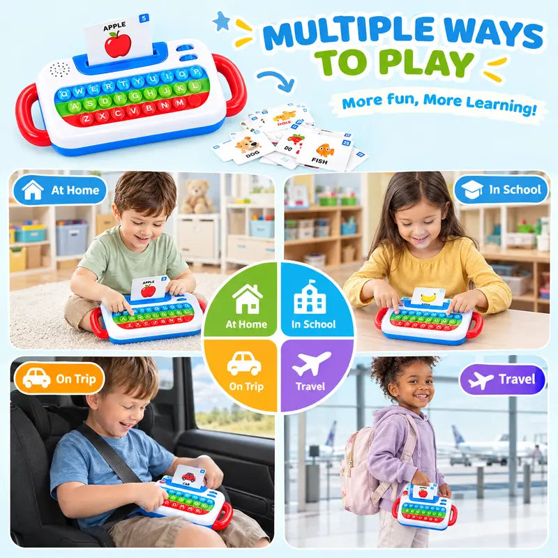 🌈 3-in-1 Interactive Learning Keyboard for Kids ✨ Light-Up Pop It Educational Toy