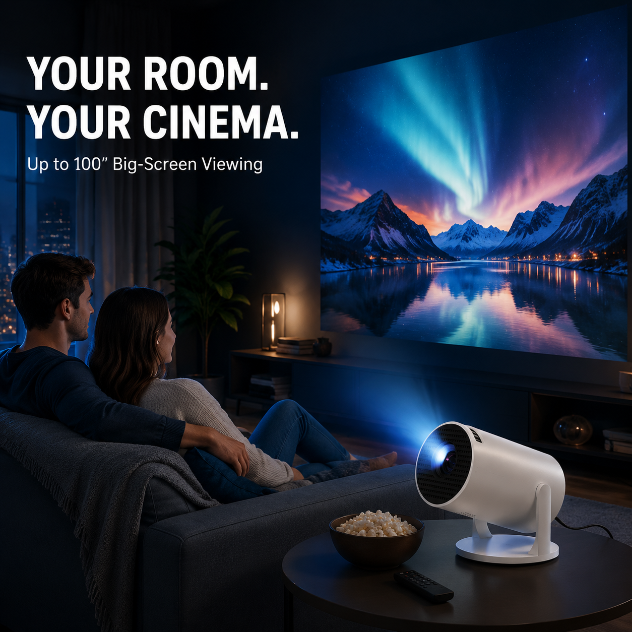 HY200 Smart Mini Projector – Native 1080P HD, 4K Supported, Portable Home Theater with WiFi & Bluetooth