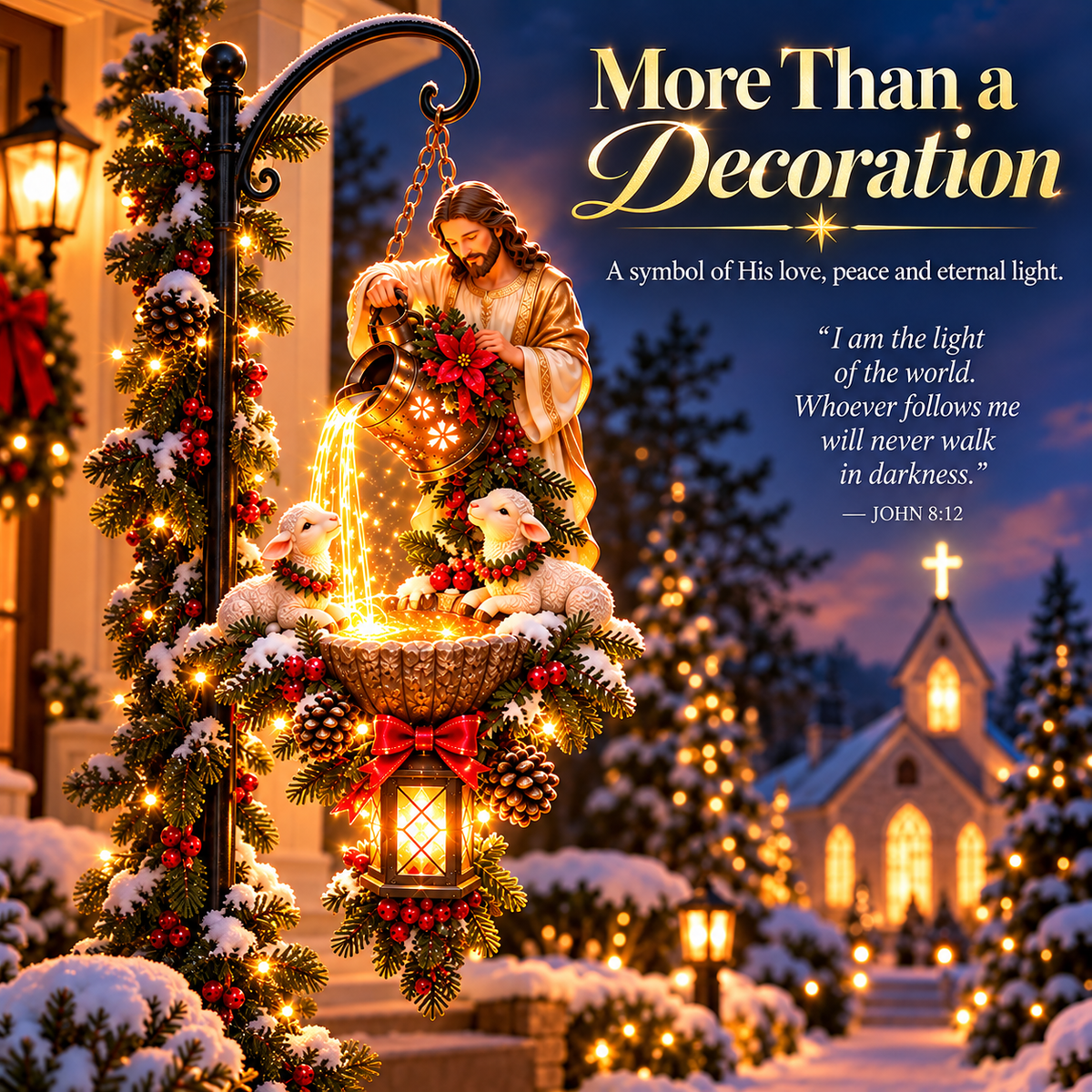 🔥Last Day 50% OFF-✝️ Jesus Blessing Hanging Fountain – Lighted Christian Christmas Garden Decor