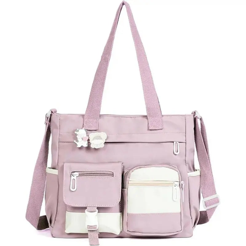 Canvas Tote Bag for Women, Multi Pocket Crossbody Shoulder Bag