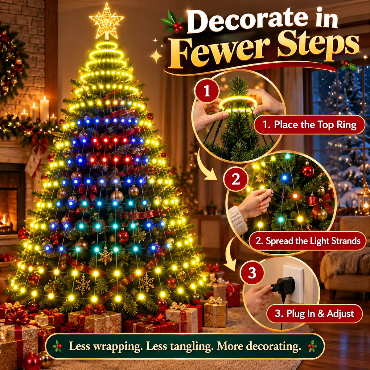 ๐ Christmas Tree Canopy Lights โ Easy Full-Tree Holiday Light Display