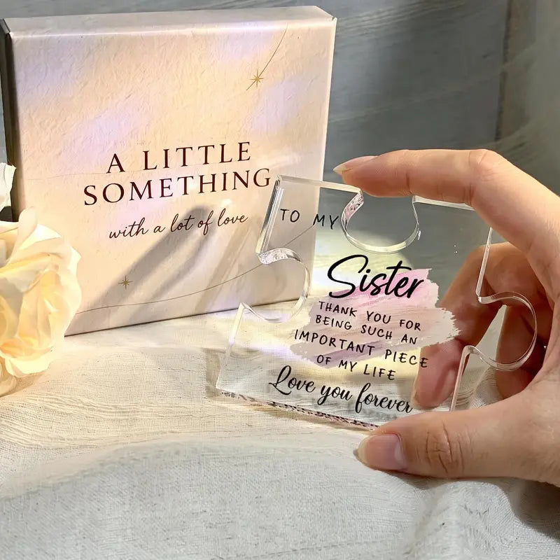 To My Sister Lightweight Transparent Compact Rectangle Acrylic Puzzle Plaque Gift