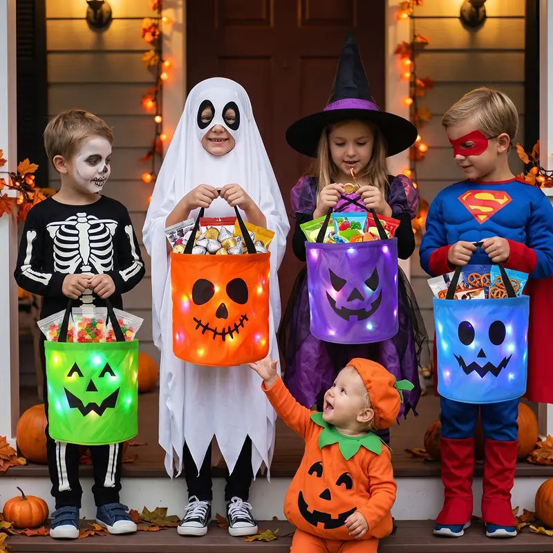 ๐ Light Up the Night! 3-Piece LED Halloween Candy Bucket Set ๐ป