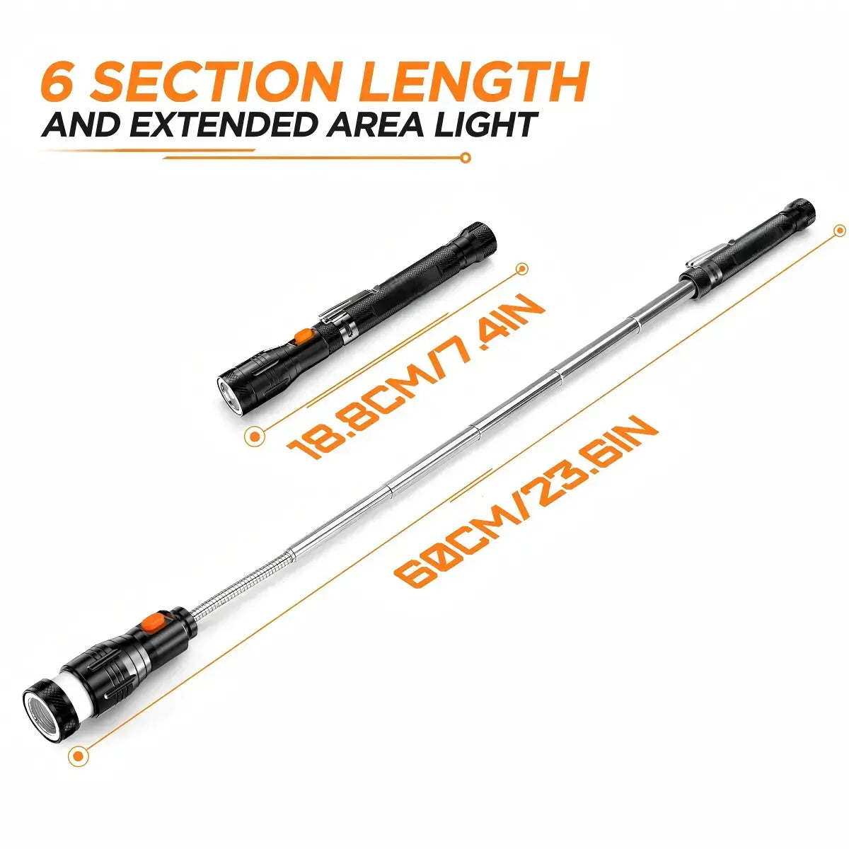 Extendable Magnetic Pickup Tool with LED Light – Telescoping Grabber for Hard-to-Reach Places