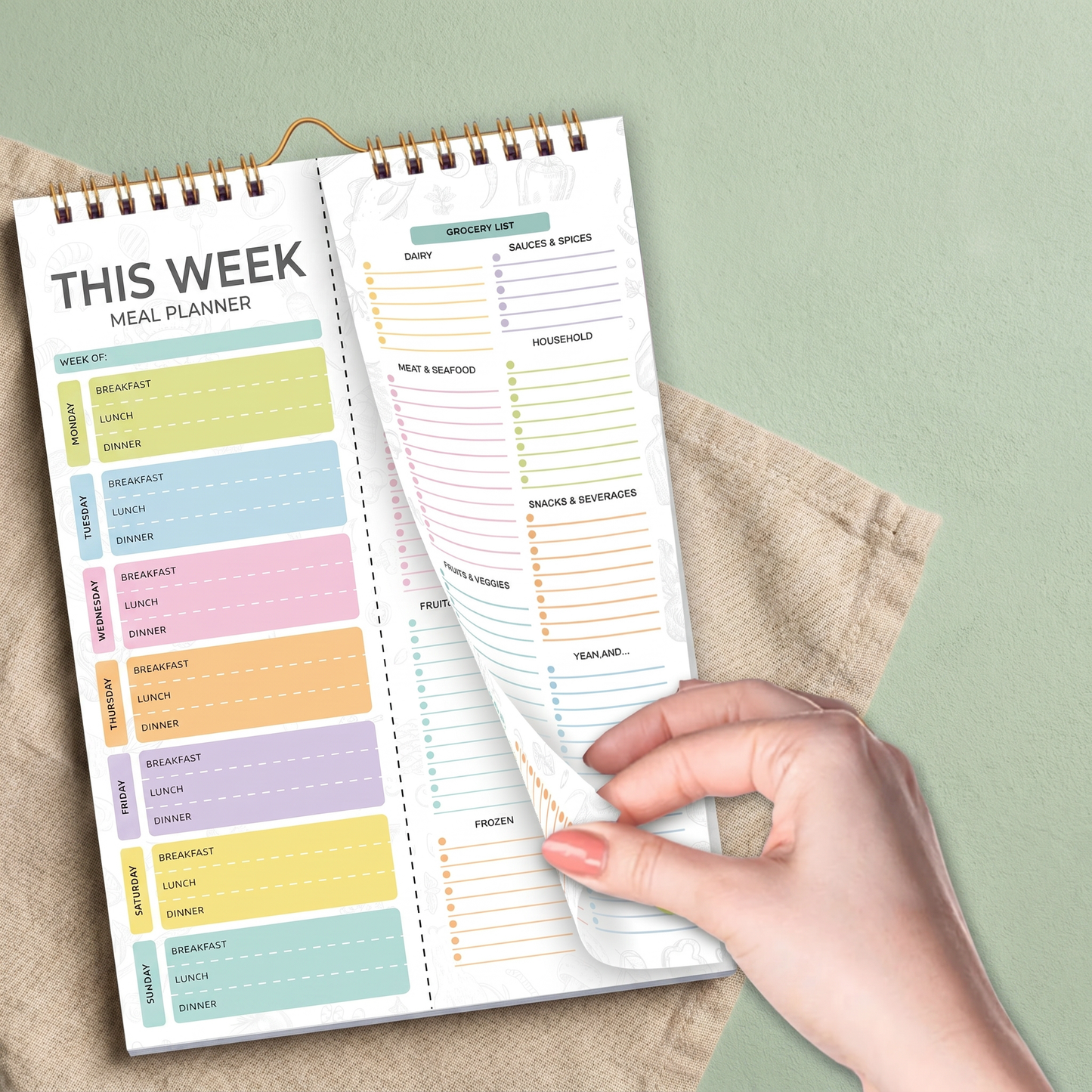 Magnetic Weekly Meal Planner with Tear Off Pages