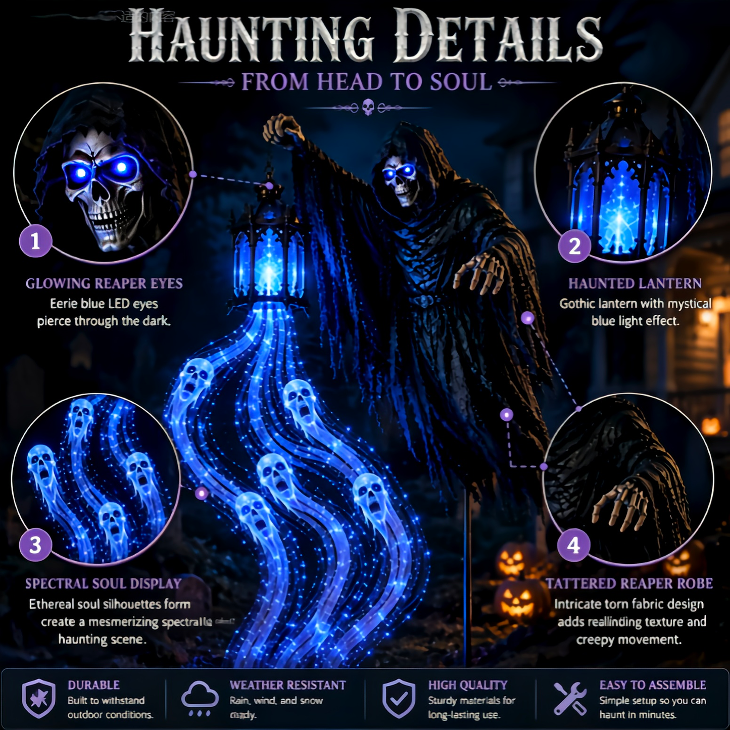 ššThe Grim Reaperās Glowing Garden-A Spooky Halloween Yard Display
