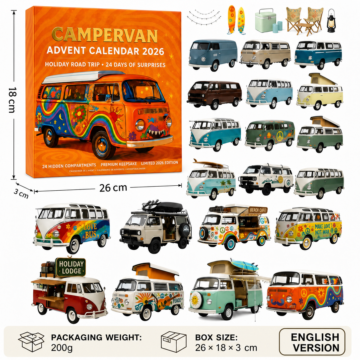 ๐2026 Campervan Advent Calendar with 24 Mini Van Surprises