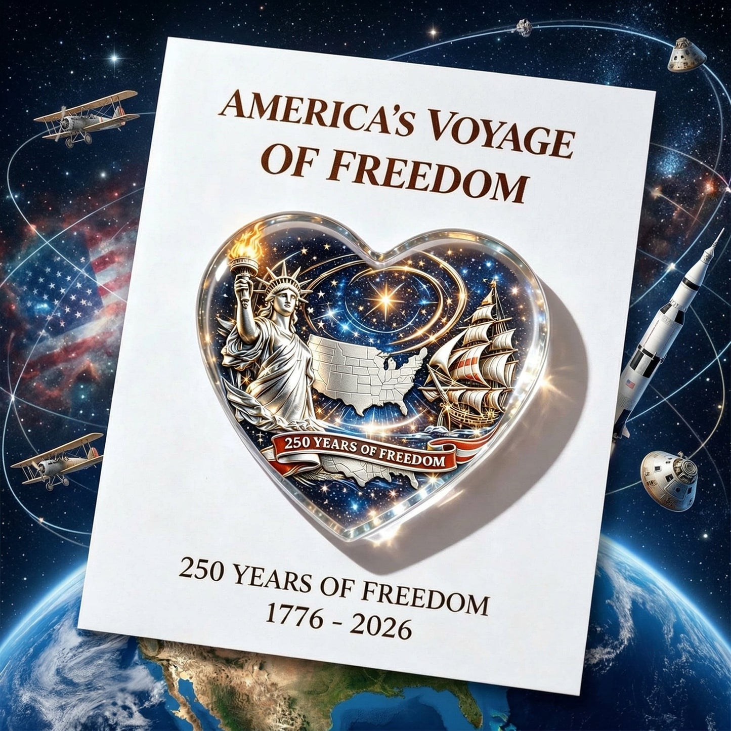 ๐บ๐ธ America's Voyage of Freedom 250th Anniversary Heart Keepsake
